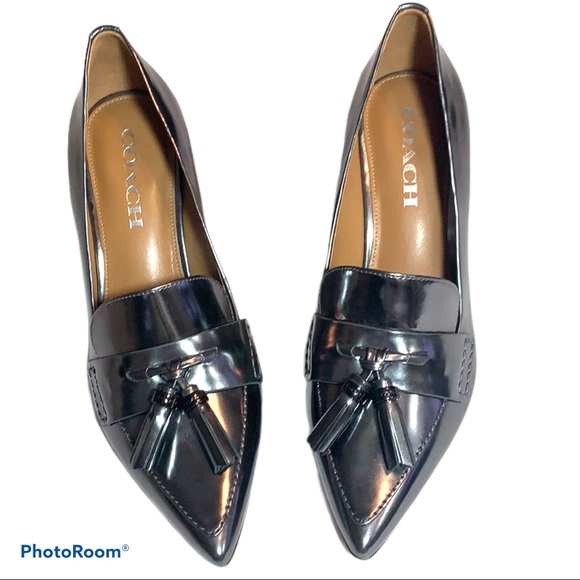 Coach Shoes - ▶️Coach*basically new* Gunmetal Tassel heels